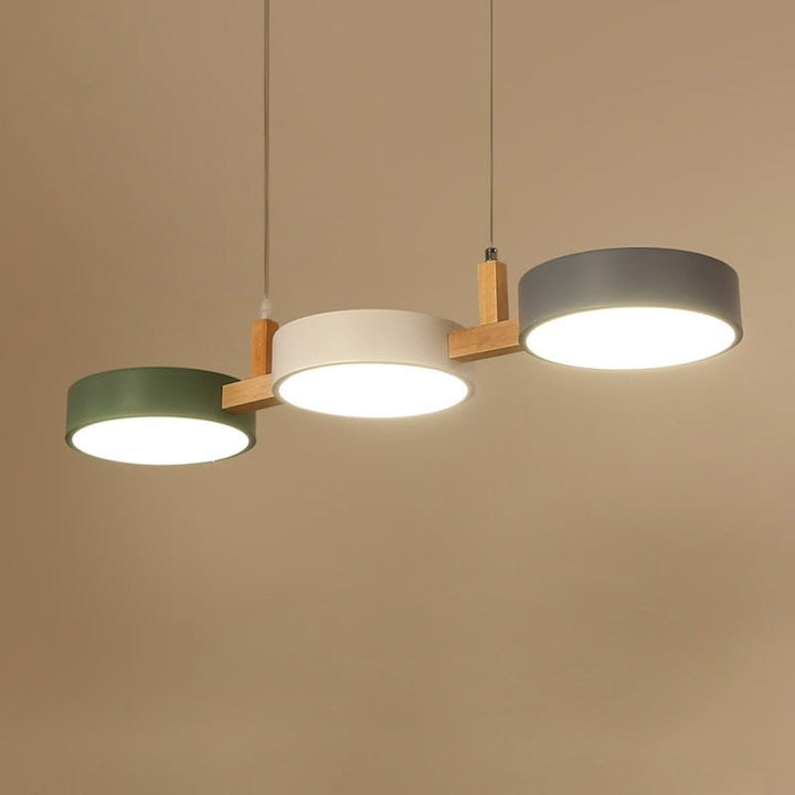 Lumévo - Cilindro Lámpara Colgante Escandinavo Diseño en Metal y Madera