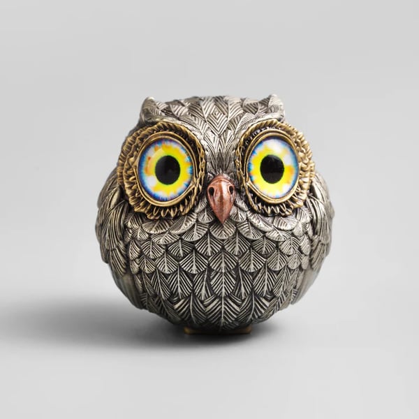 LuckyOwl - Búho De la Suerte De Bronce Guardián - El Sabio Vigilante Del Fieltro