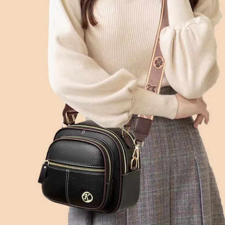 Janette - Bolso Bandolera de piel con Múltiples Compartimentos