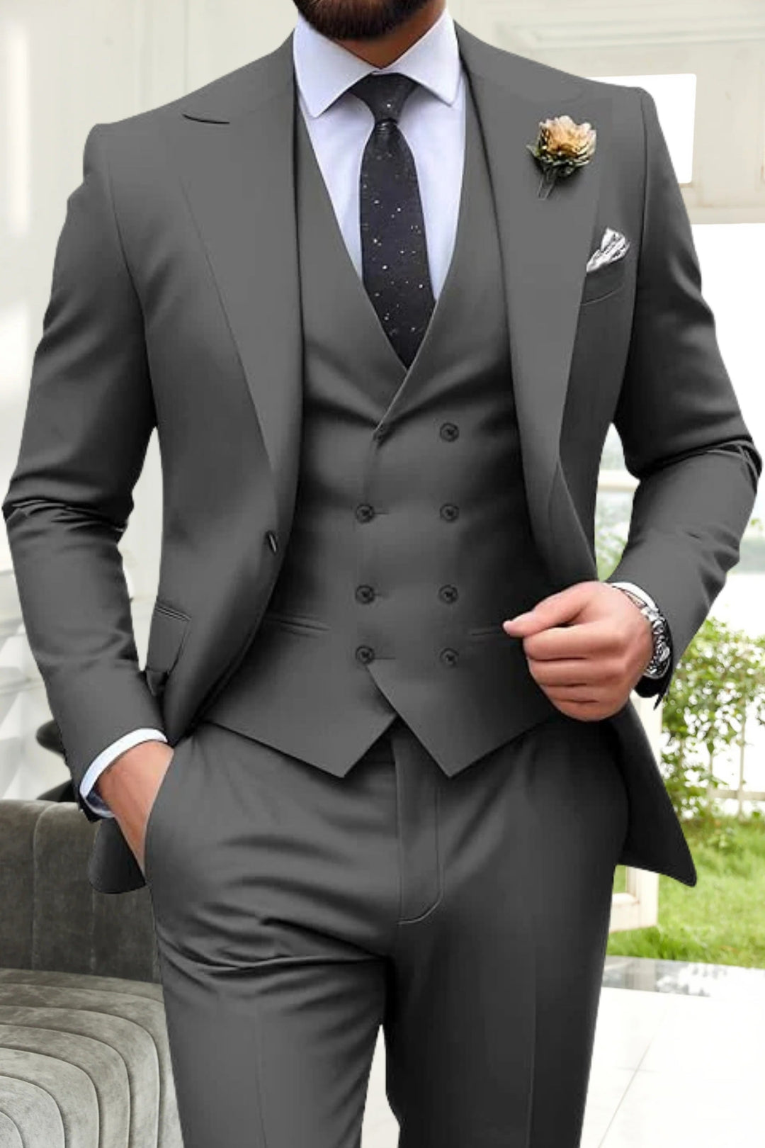 Gremist - Trajes De Tres Piezas Solapa Puntiaguda Slim Fit