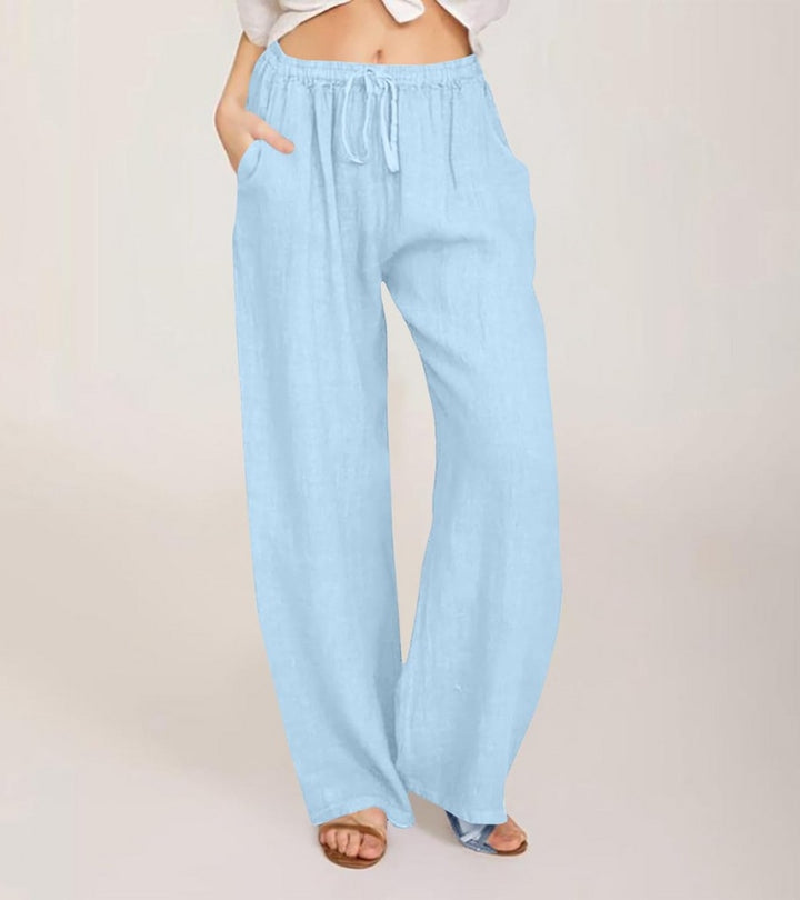 Maialen - Pantalones Anchos De Lino Para Verano