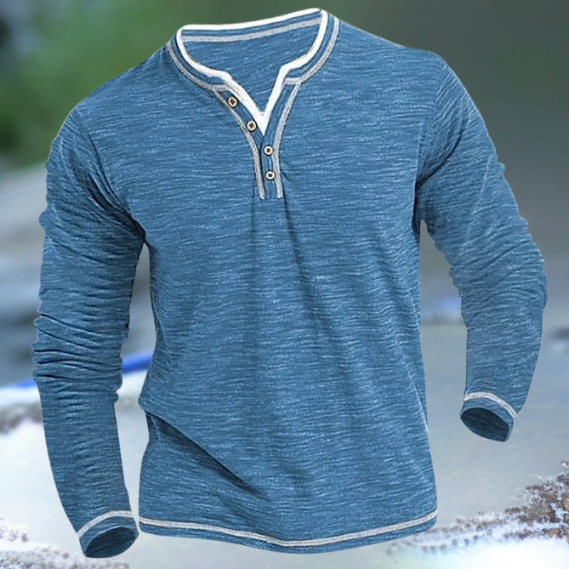 Burkhardt - Camisa de Manga Larga y Cuello en V