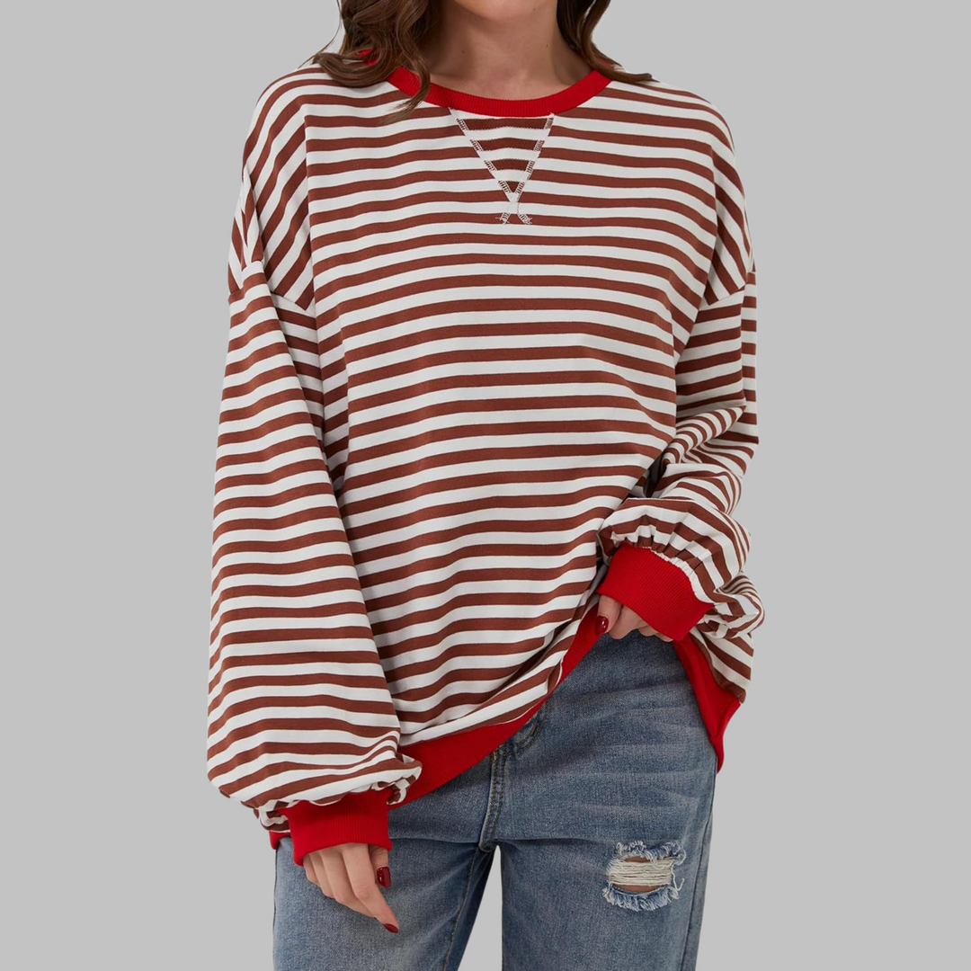 Melorna - Elegante Jersey De Manga Larga a Rayas