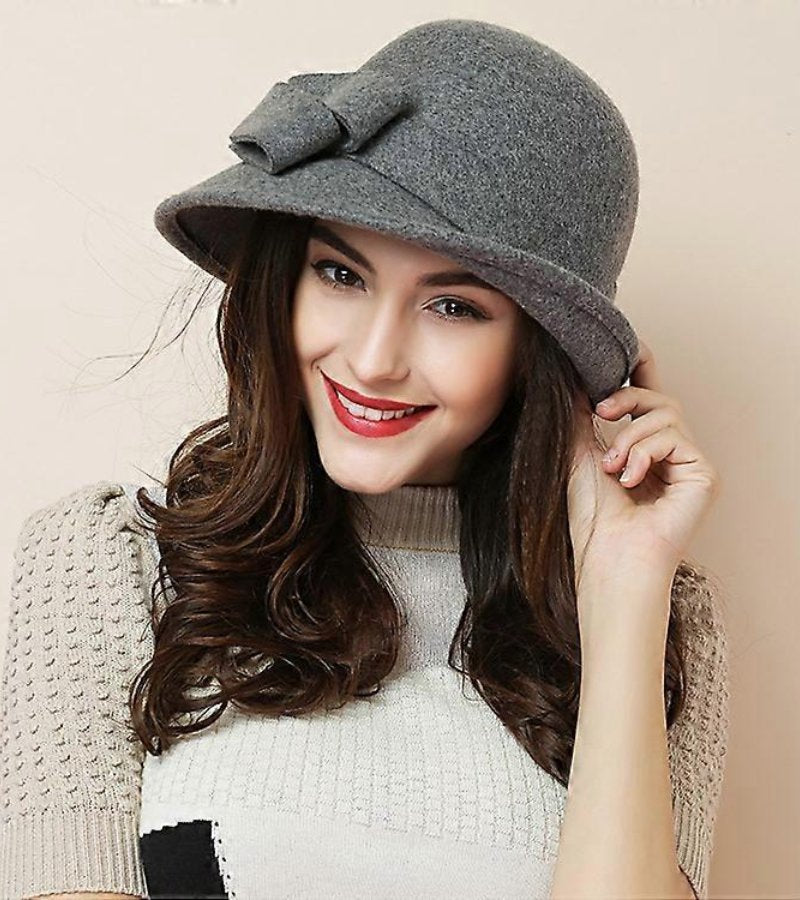 Klaver - Sombrero Vintage De Fieltro Con Lazo Lateral