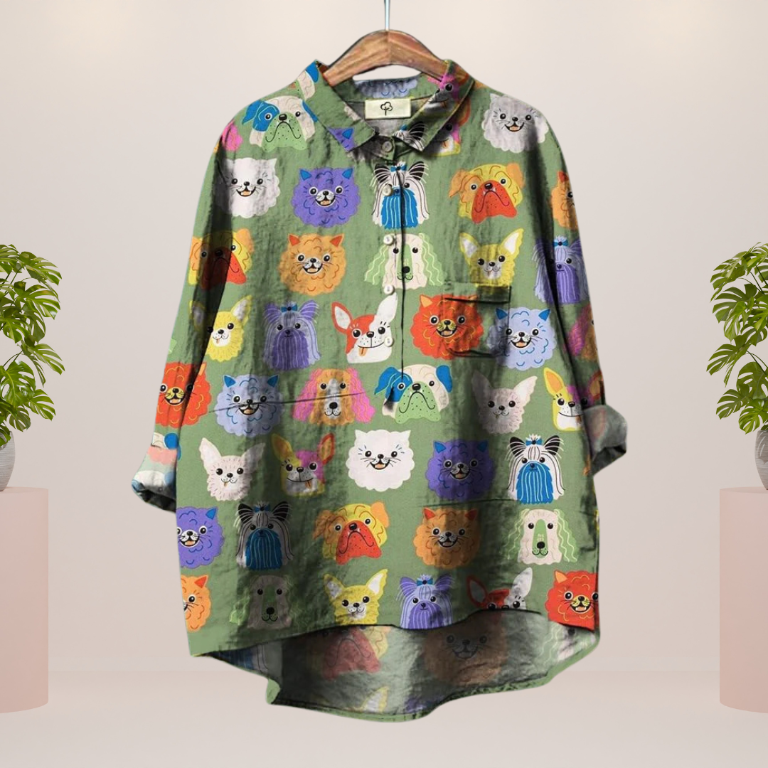 Vanya - Camisa de Moda con Estampado Artístico