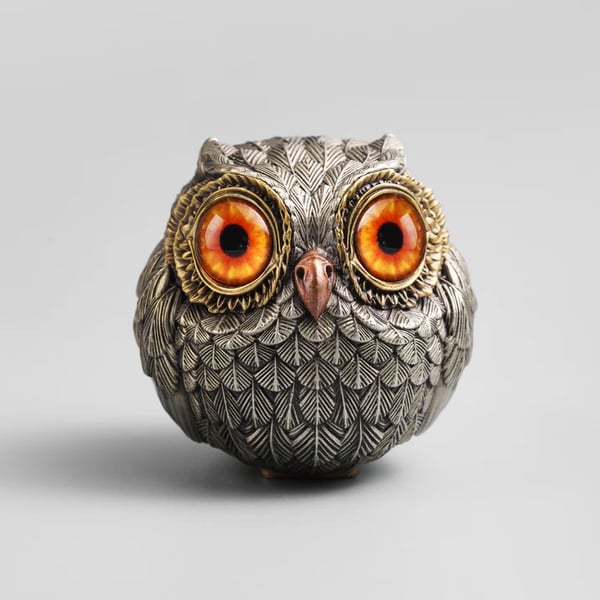 LuckyOwl - Búho De la Suerte De Bronce Guardián - El Sabio Vigilante Del Fieltro