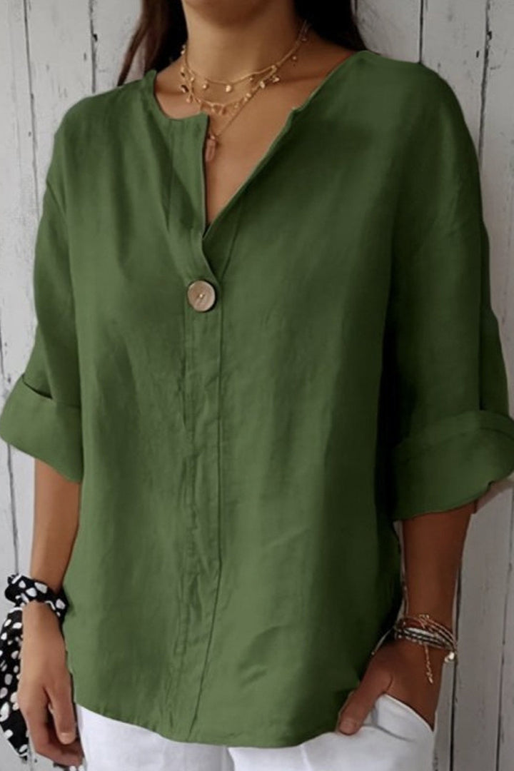 Chalina - Blusa De Lino Con Cuello En V