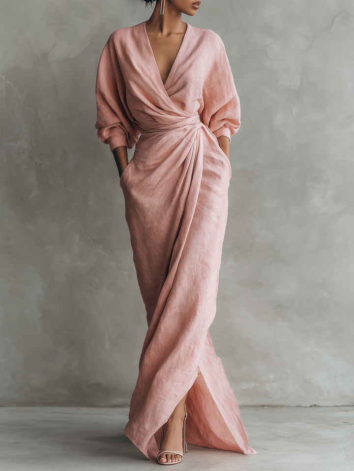 Konika - Vestido Largo Minimalista Con Cuello En V