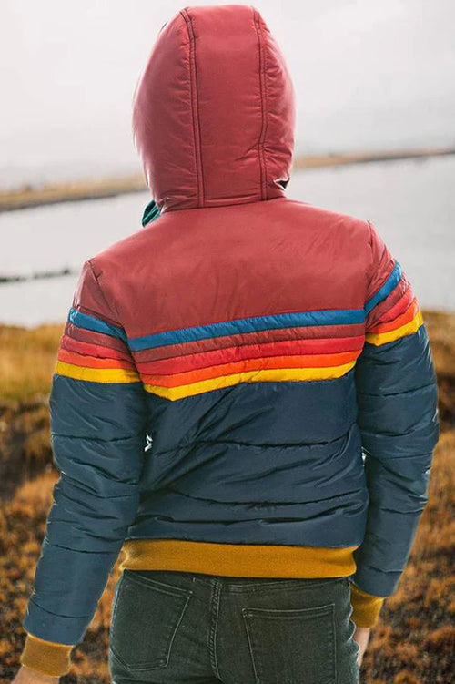 Elfriede - Chaqueta con Cremallera y Rayas Arcoíris