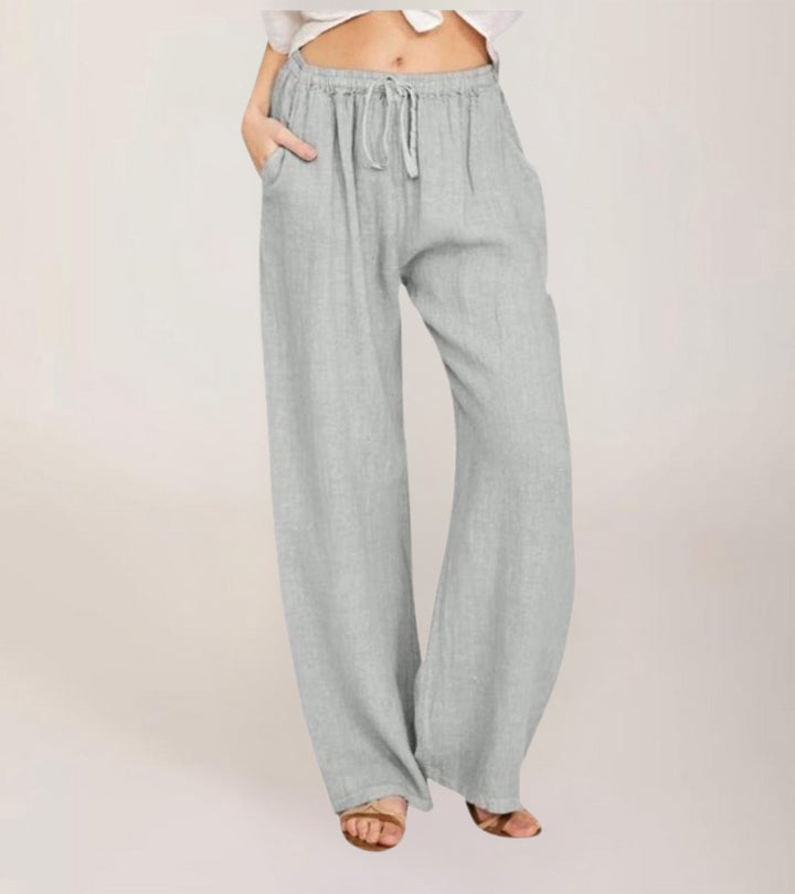 Maialen - Pantalones Anchos De Lino Para Verano