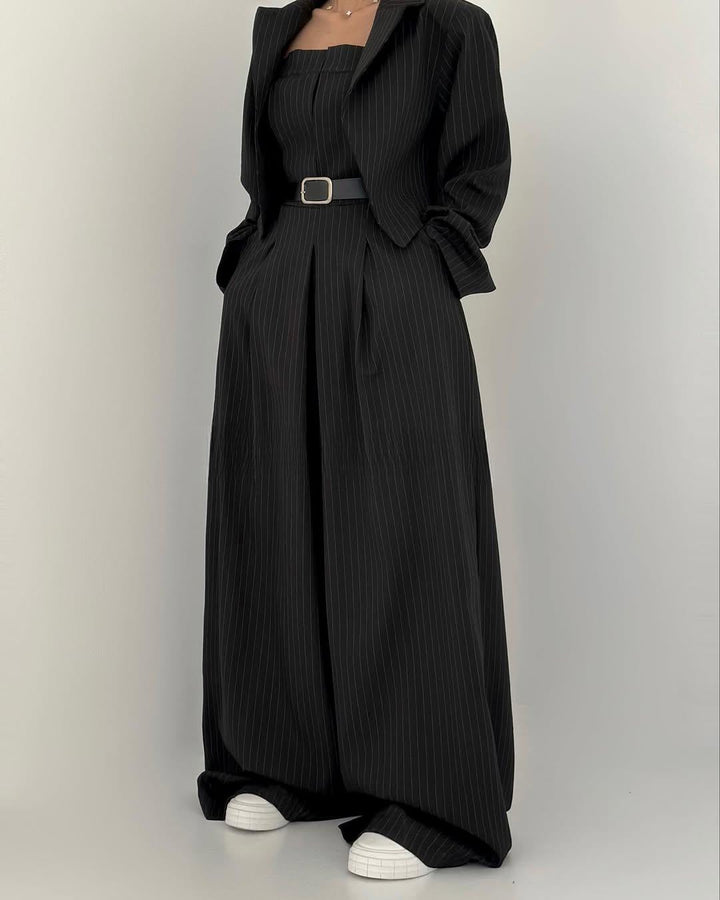 Lauralie - Conjunto Para Ir Al Trabajo Con Mono Sin Tirantes Estilo Chaqueta