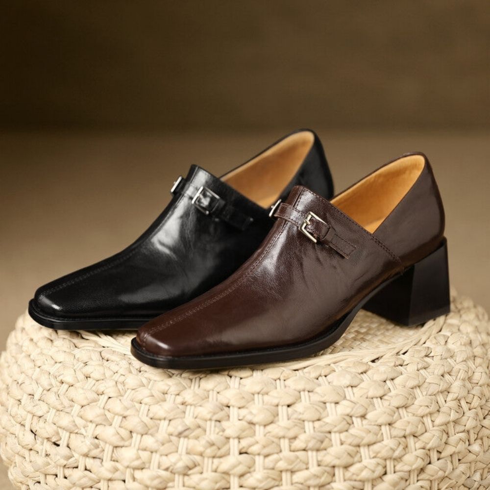 Misha - Elegantes Mocasines De Cuero Con Tacón