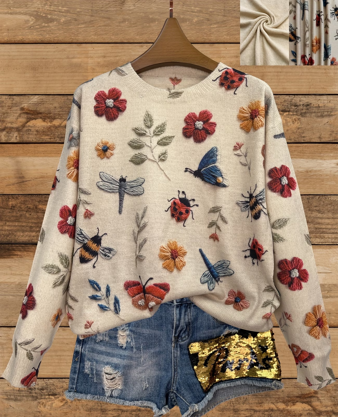 Lesa - Jersey Con Estampado Floral Y De Insectos
