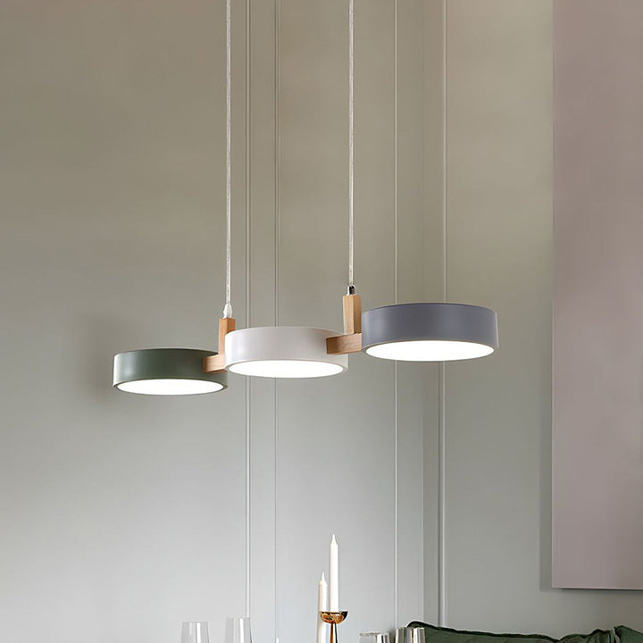 Lumévo - Cilindro Lámpara Colgante Escandinavo Diseño en Metal y Madera