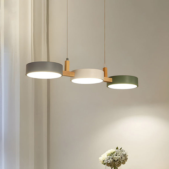 Lumévo - Cilindro Lámpara Colgante Escandinavo Diseño en Metal y Madera