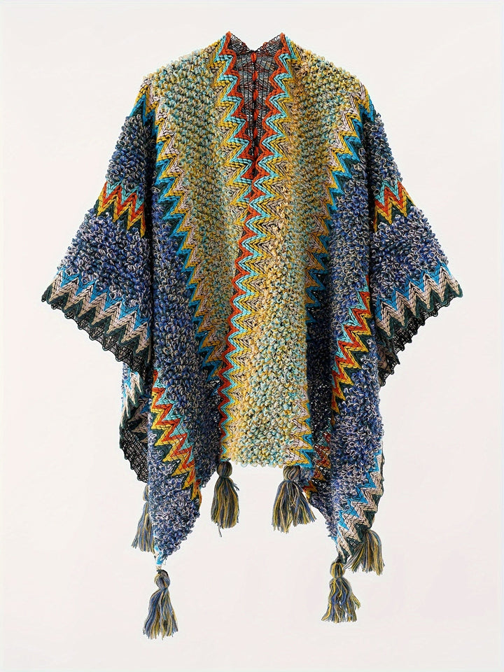 Briana - Manta Con Flecos a Rayas Capa Y Chaqueta De Viaje