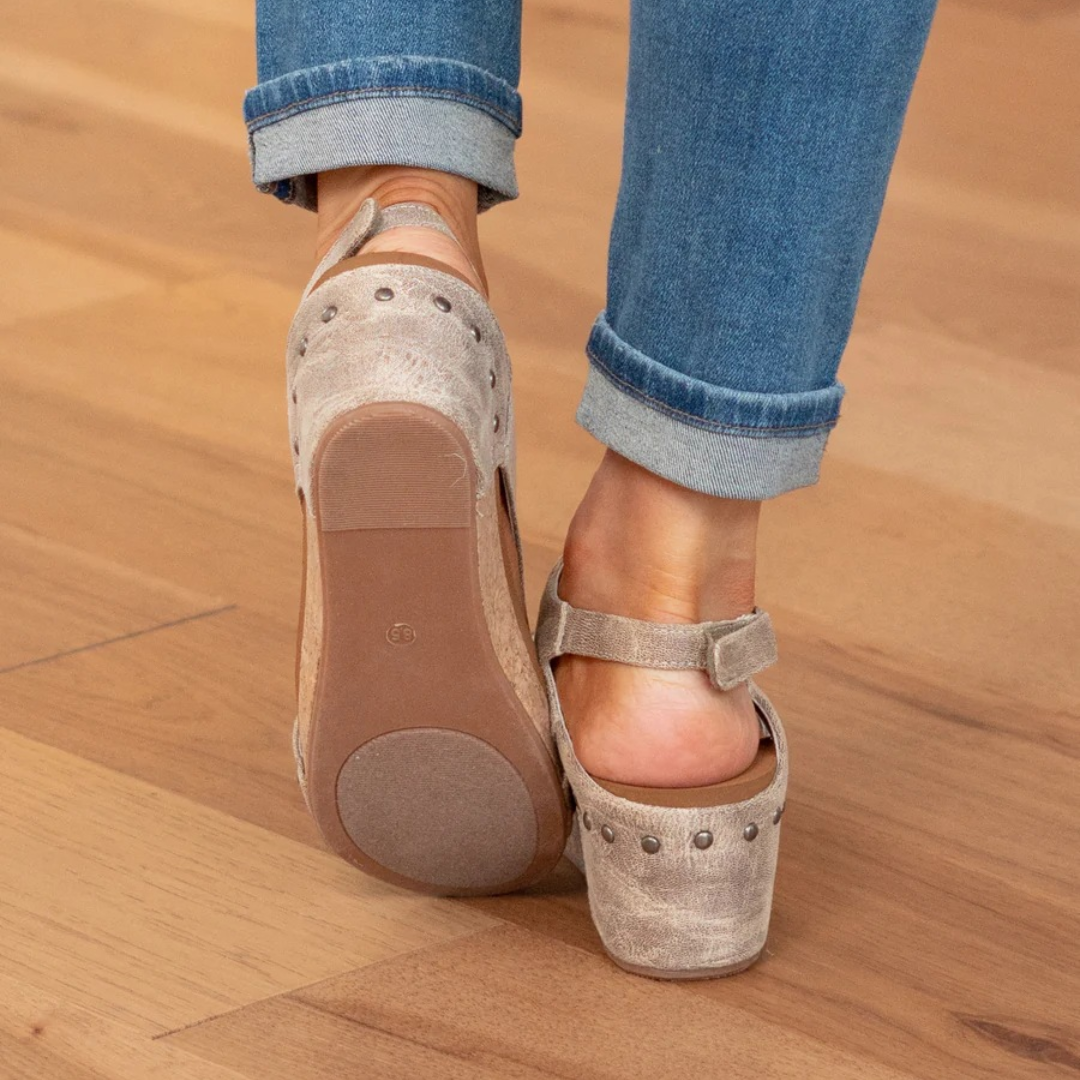 Makrina - Cómodas Sandalias De Tacón De Cuña
