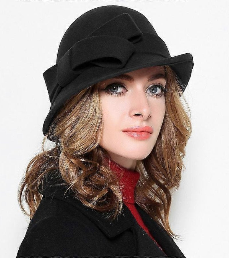 Klaver - Sombrero Vintage De Fieltro Con Lazo Lateral