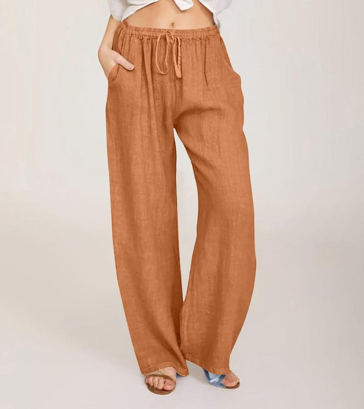 Maialen - Pantalones Anchos De Lino Para Verano