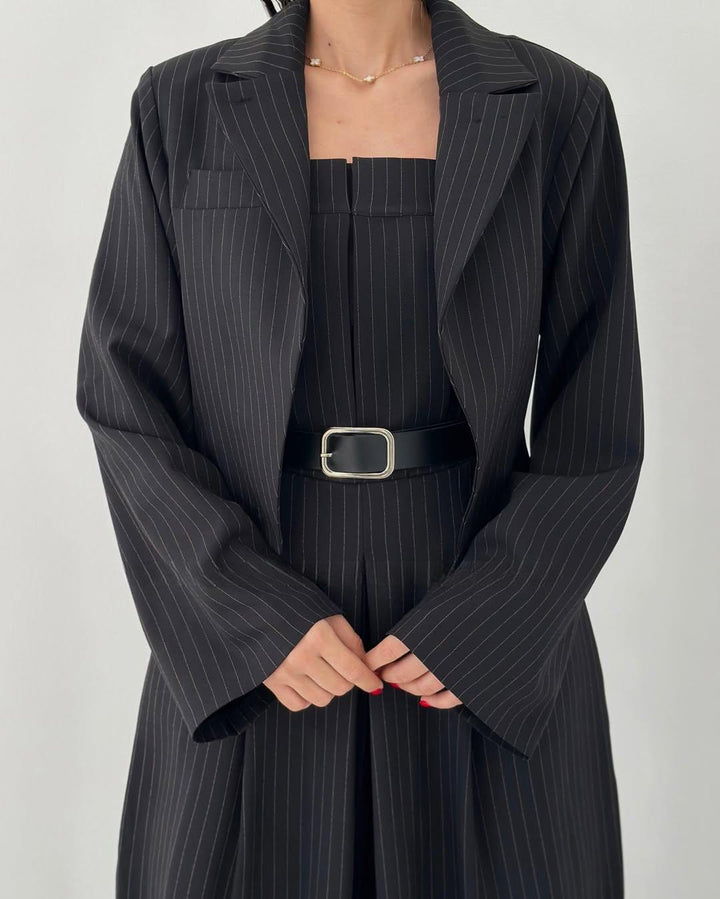 Lauralie - Conjunto Para Ir Al Trabajo Con Mono Sin Tirantes Estilo Chaqueta