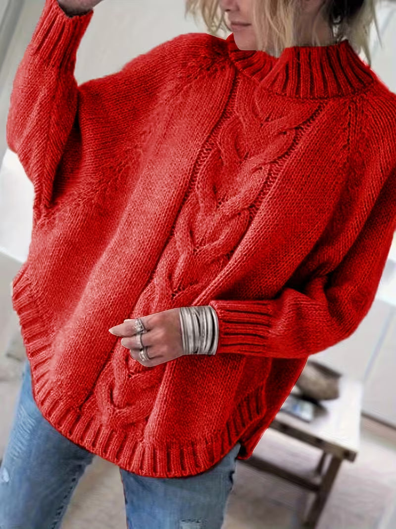Edeltraut - Jersey de Cuello Alto Con Mangas de Murciélago