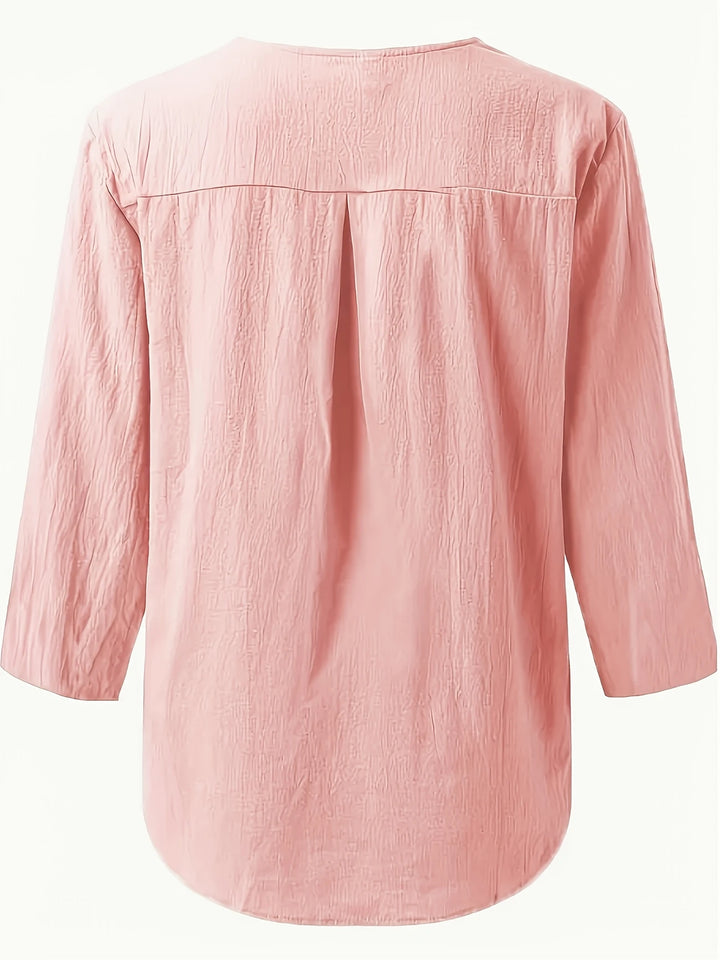 Mykaela - Blusa Informal De Algodón Y Lino