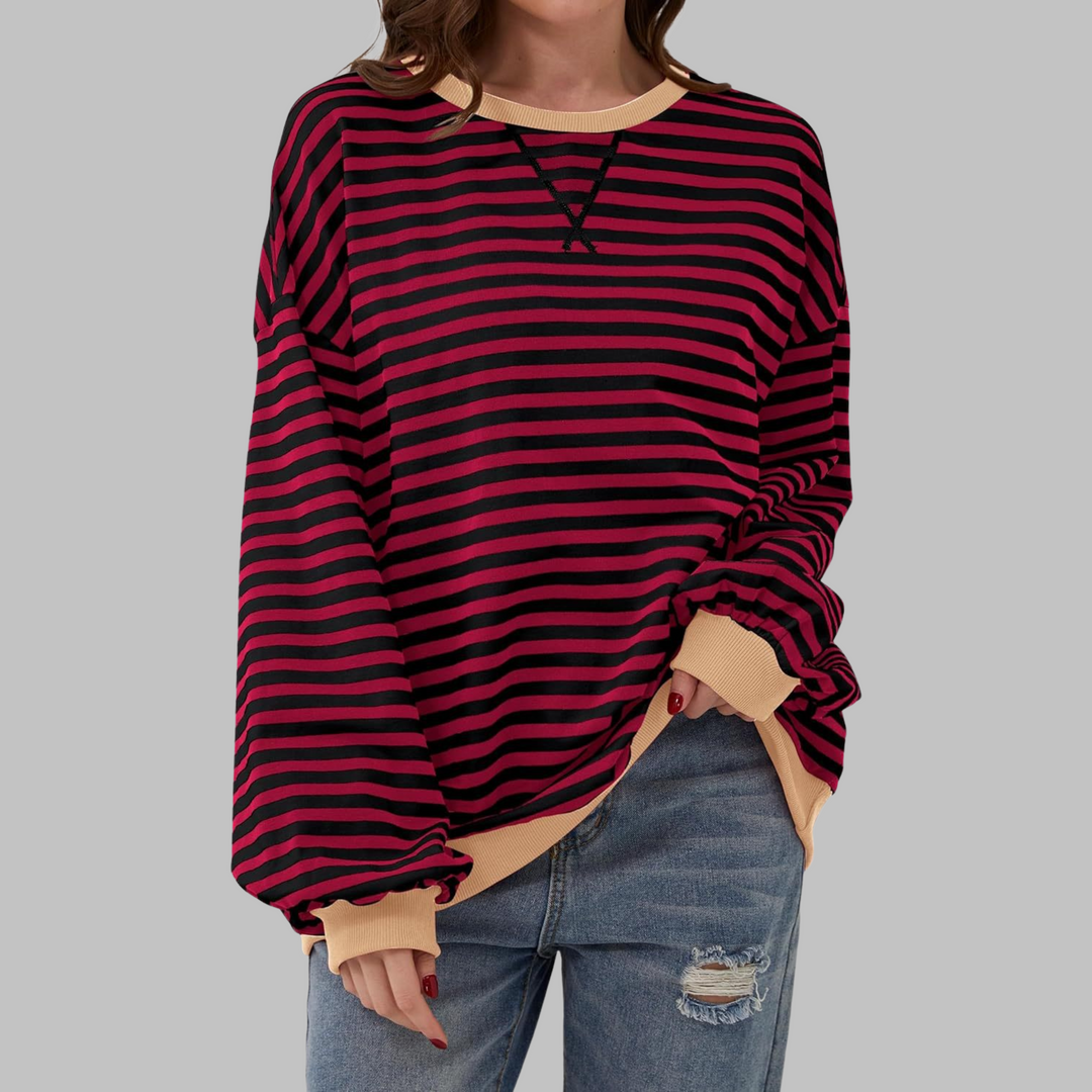 Melorna - Elegante Jersey De Manga Larga a Rayas