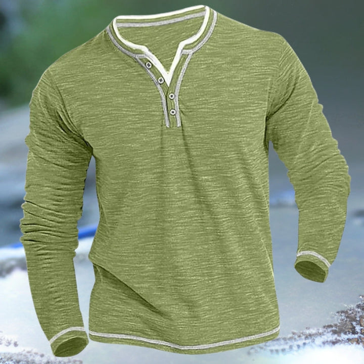 Burkhardt - Camisa de Manga Larga y Cuello en V