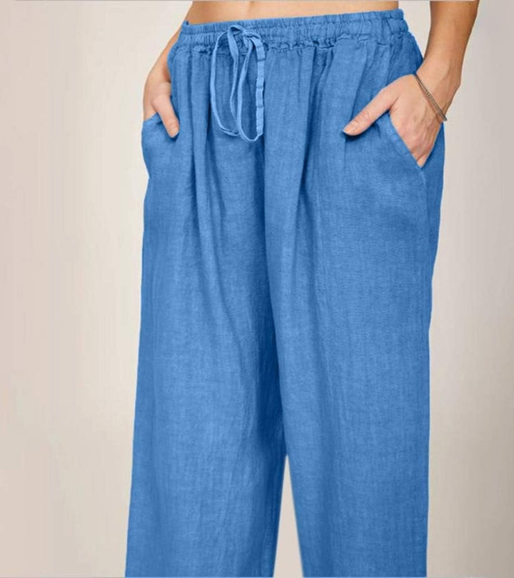 Maialen - Pantalones Anchos De Lino Para Verano