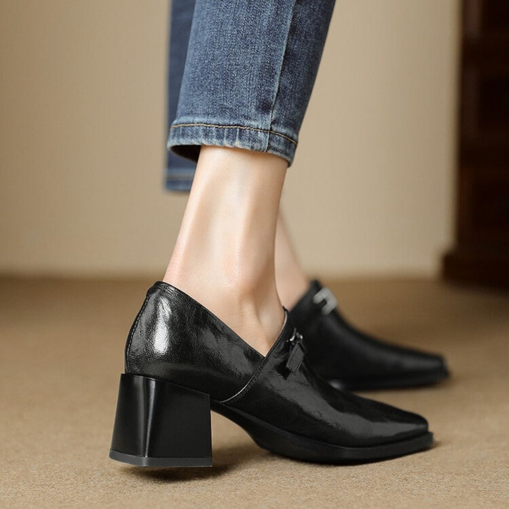 Misha - Elegantes Mocasines De Cuero Con Tacón