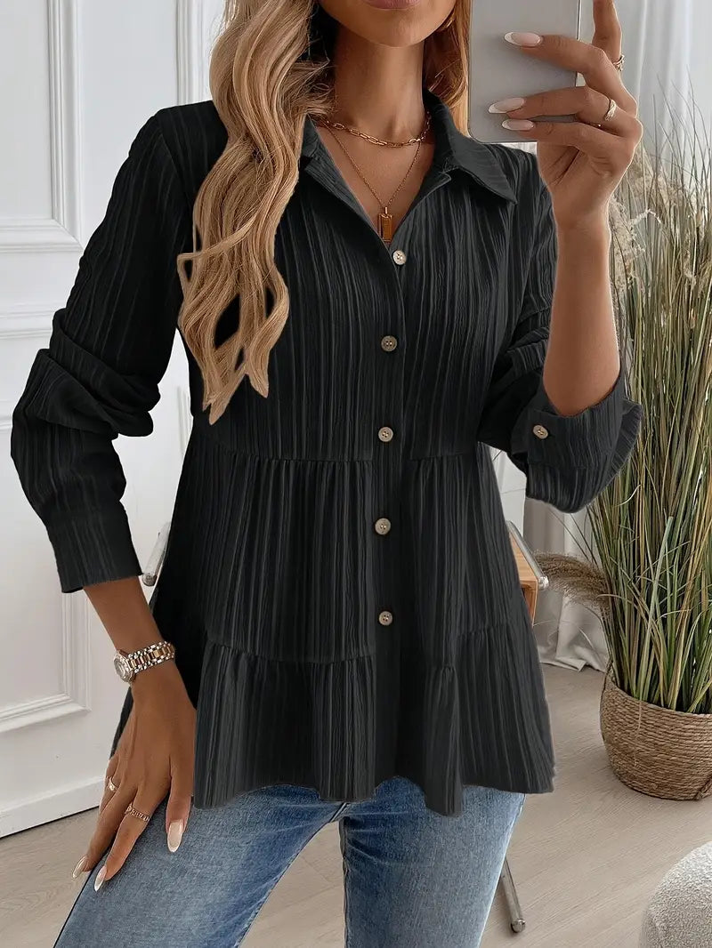 Majlinda - Elegante Camisa De Manga Larga Con Botones