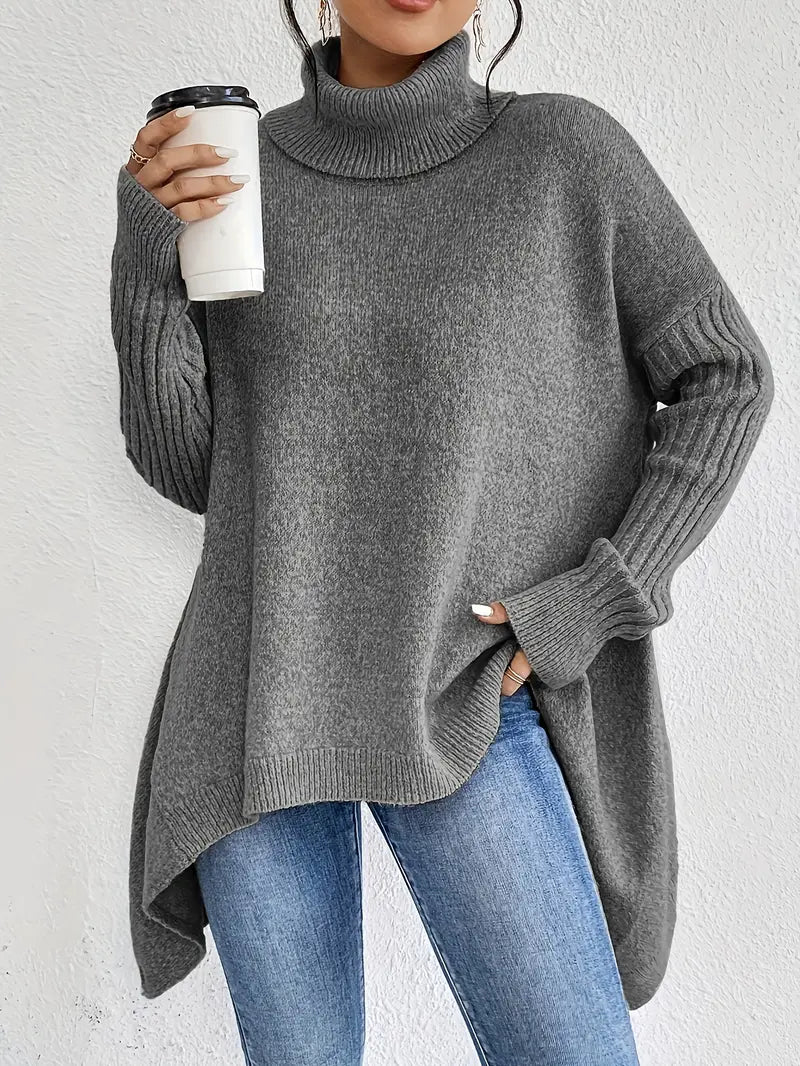 Laora - Jersey Informal De Manga Larga y Cuello Alto