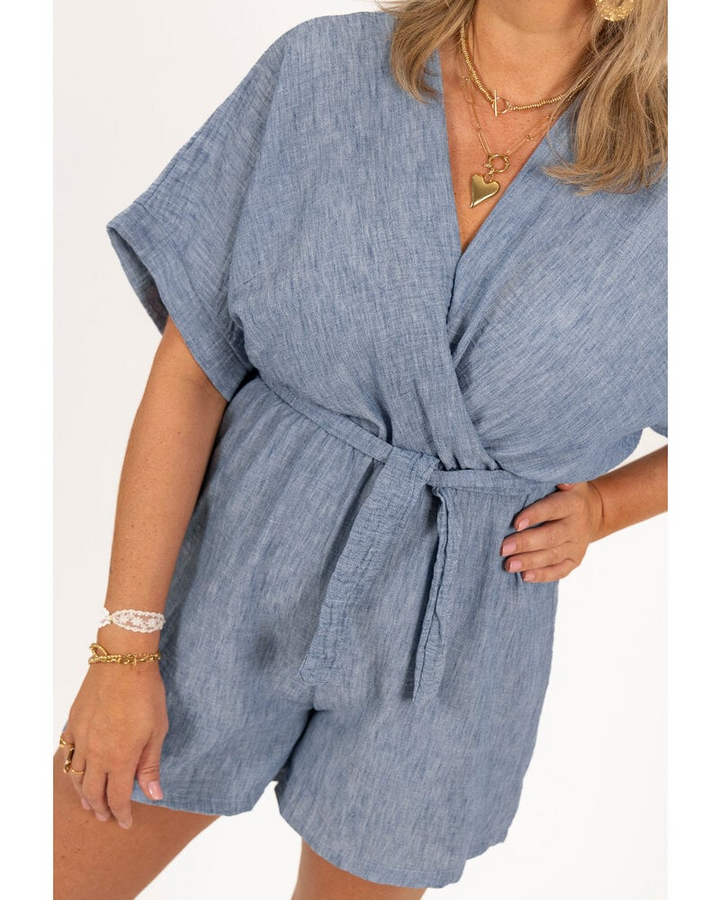 Lerusik - Playsuit De Lino De Manga Corta