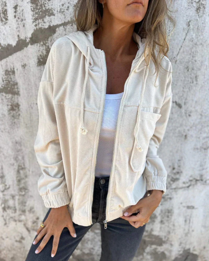 Danna - Chaqueta Con Capucha De Pana Con Cremallera