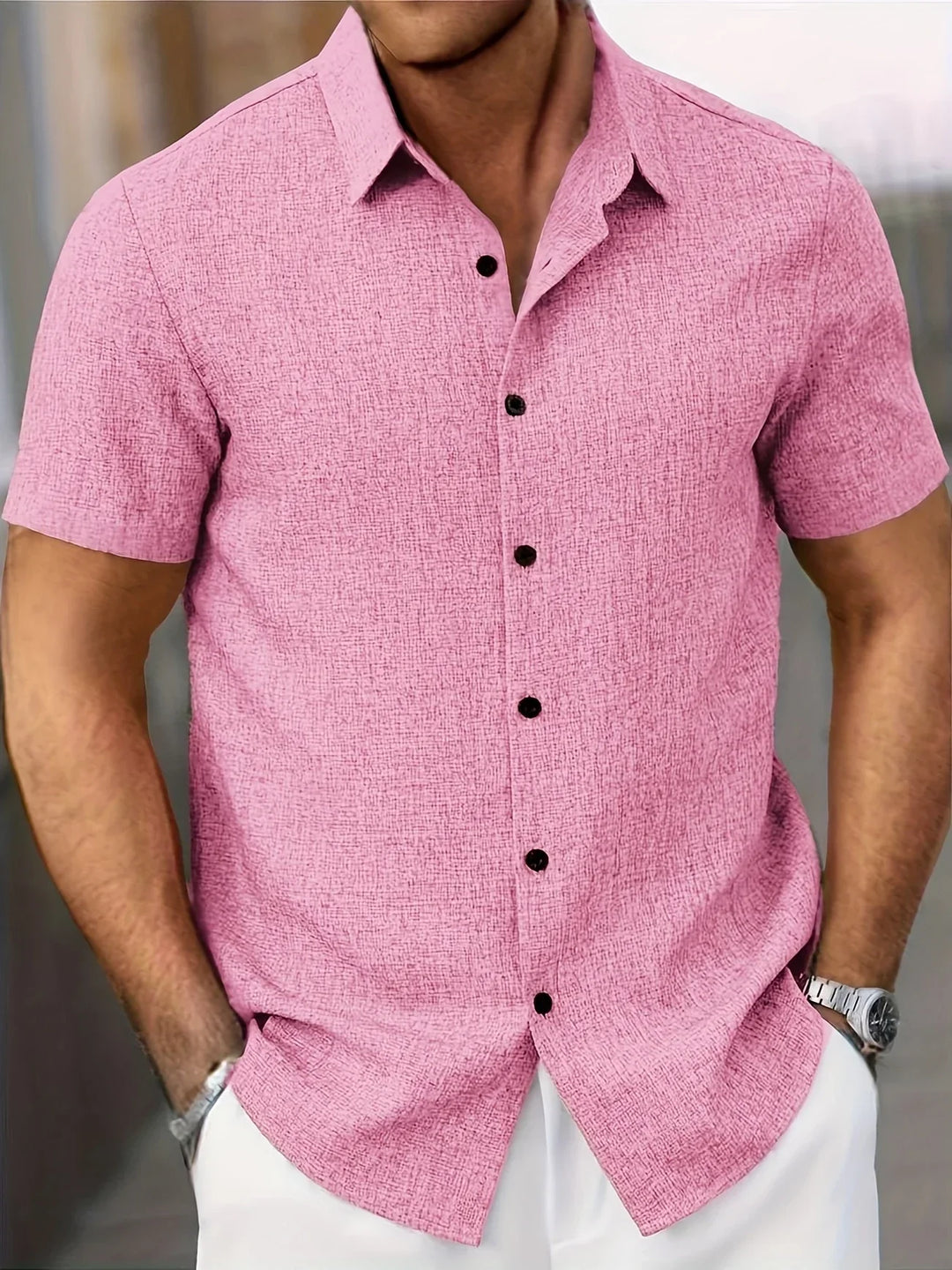 Dwight - Camisa De Manga Corta Ligera De Mezcla De Lino