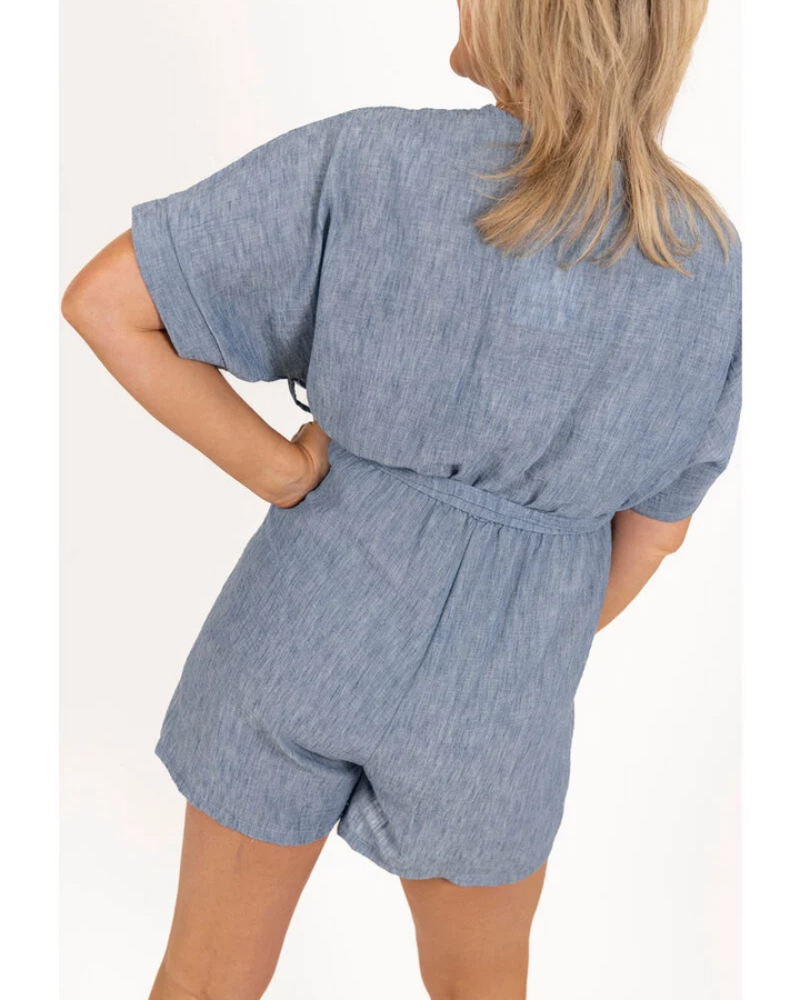 Lerusik - Playsuit De Lino De Manga Corta