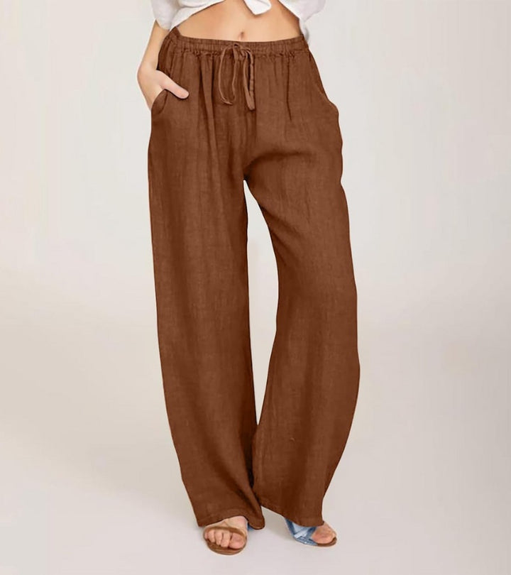 Maialen - Pantalones Anchos De Lino Para Verano