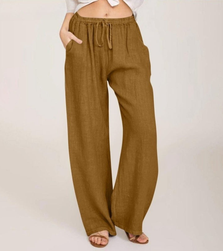 Maialen - Pantalones Anchos De Lino Para Verano