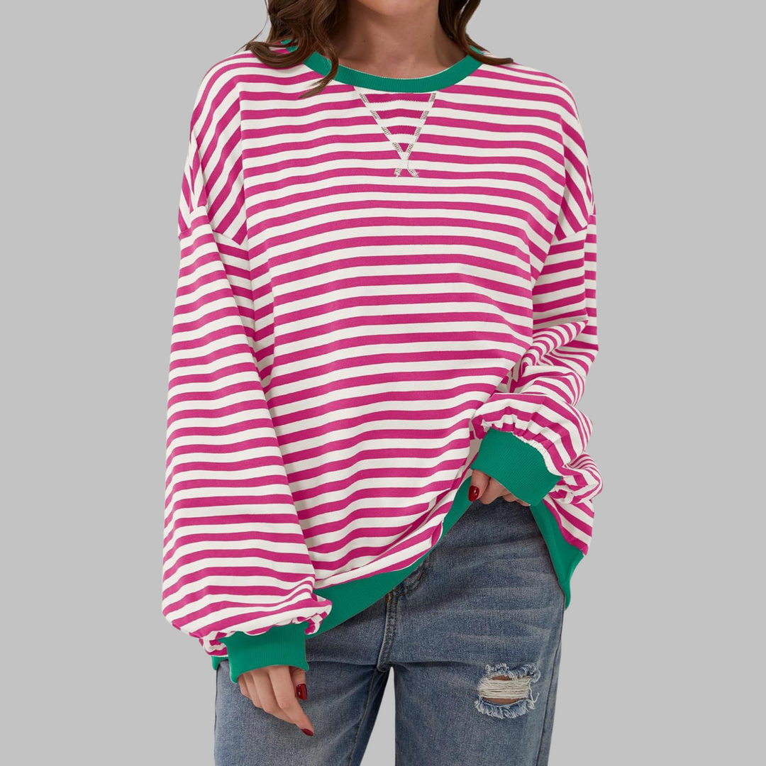 Melorna - Elegante Jersey De Manga Larga a Rayas