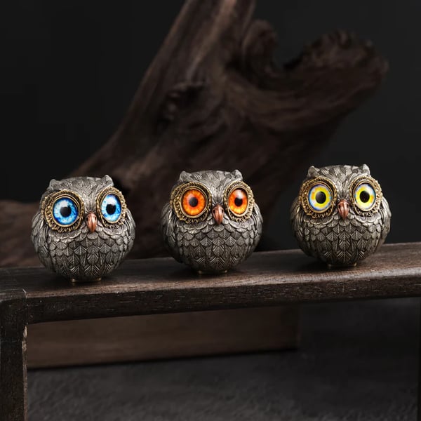 LuckyOwl - Búho De la Suerte De Bronce Guardián - El Sabio Vigilante Del Fieltro