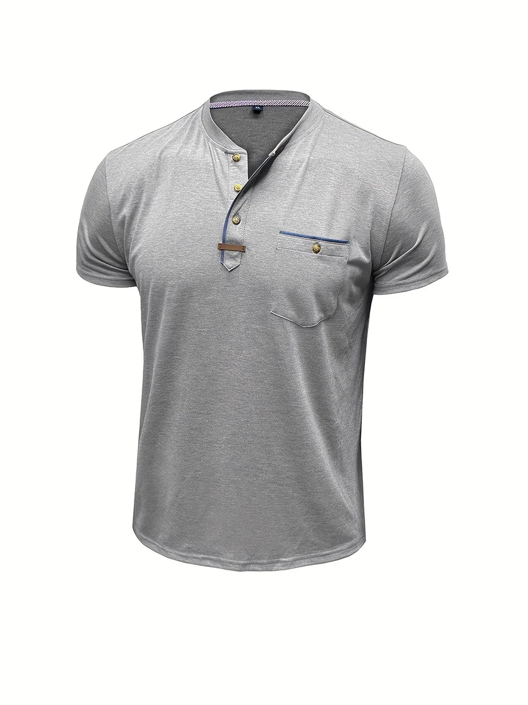 Saxon - Camiseta Elegante De Cuello Redondo Con Bolsillo