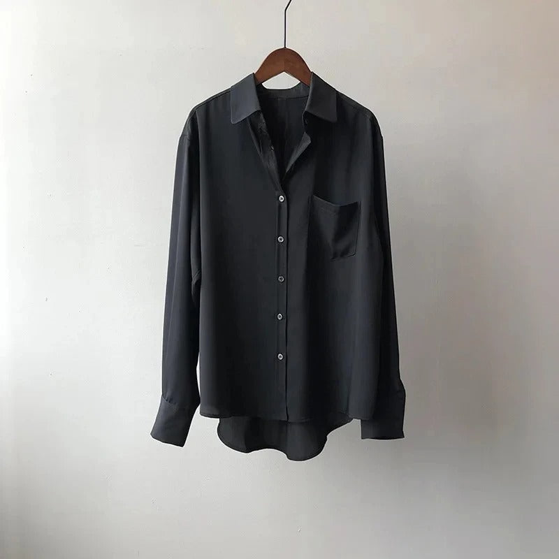 Nathan - Camisa de Manga Larga con Bolsillo Delantero