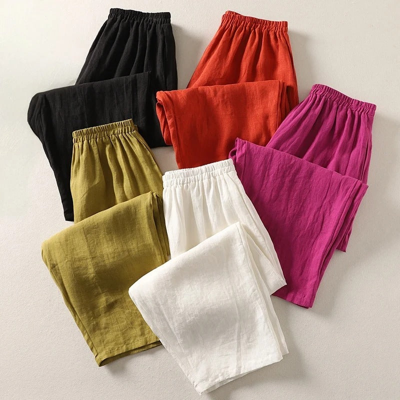 Ljupka - Pantalones Holgados De Algodón y Lino