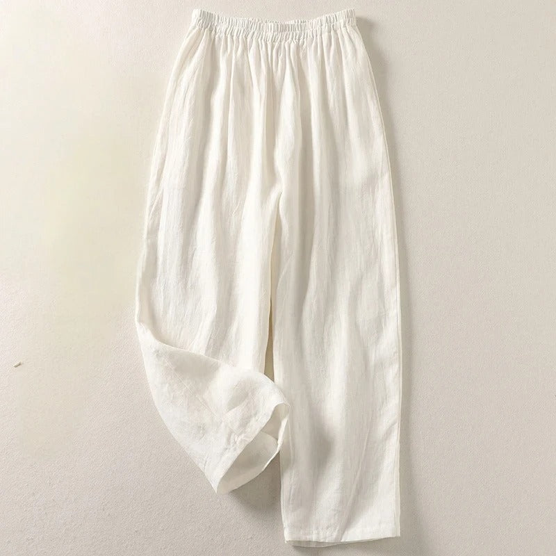 Ljupka - Pantalones Holgados De Algodón y Lino