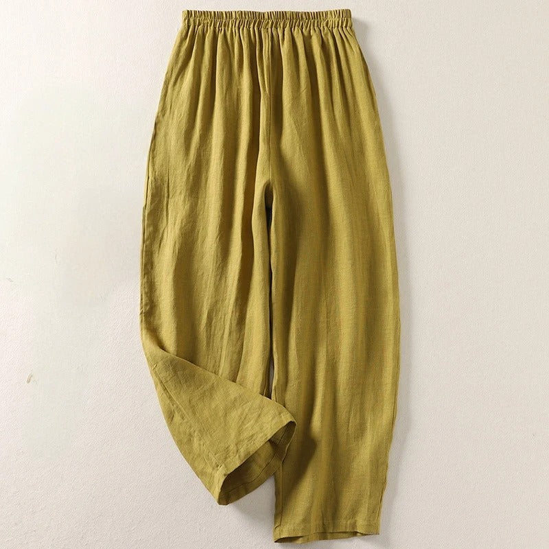 Ljupka - Pantalones Holgados De Algodón y Lino