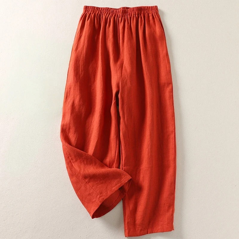 Ljupka - Pantalones Holgados De Algodón y Lino