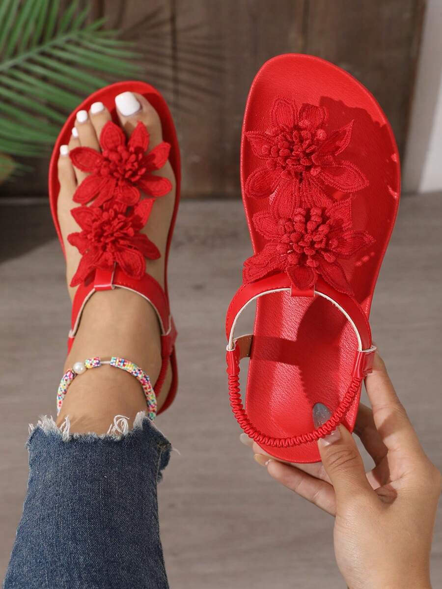 Arabela - Sandalias Ortopédicas Con Flores Aplicadas