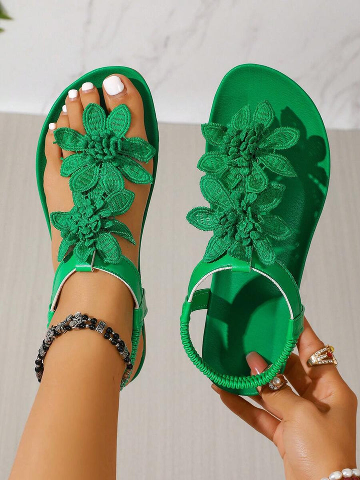 Arabela - Sandalias Ortopédicas Con Flores Aplicadas