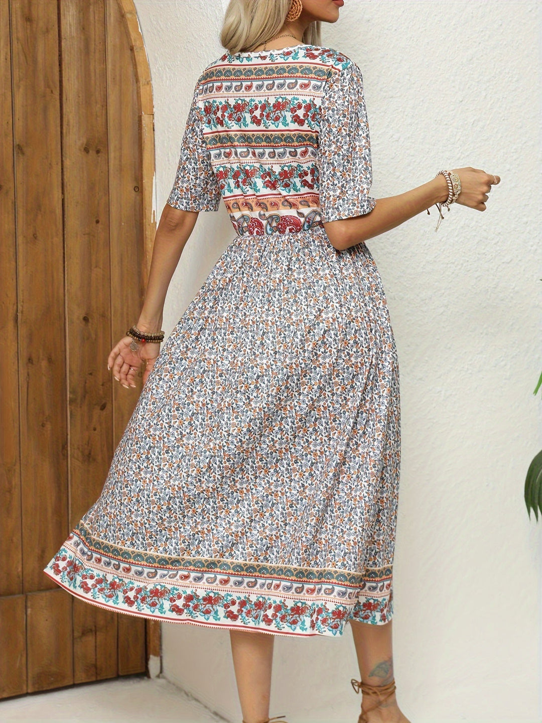Jeeni - Vestido De Manga Corta Con Estampado Floral