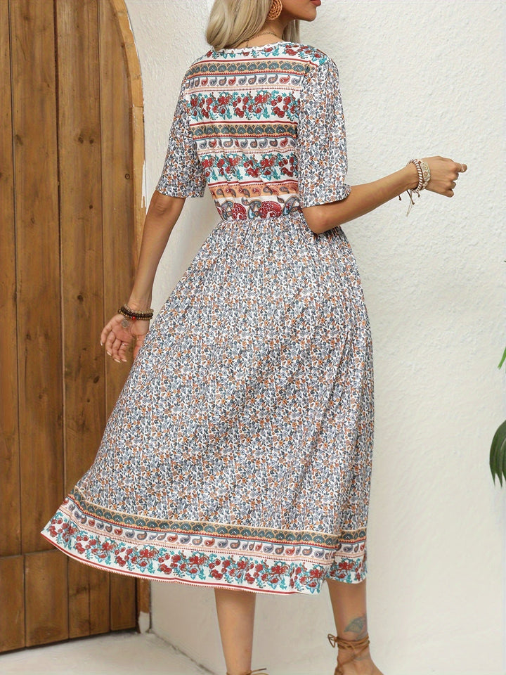 Jeeni - Vestido De Manga Corta Con Estampado Floral